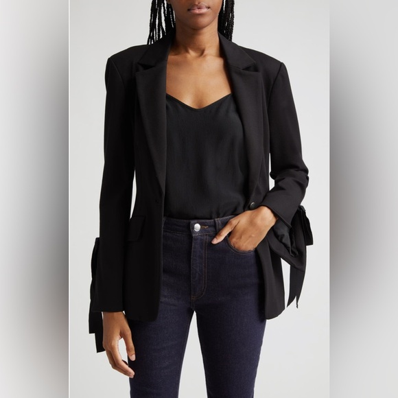 Cinq à Sept Lou Bow Sleeve Ponte Blazer size 6 in Black - Picture 3 of 4